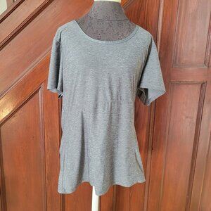 Eddie Bauer Womens Heather Gray Short Sleeve Scoop Neck Tee Size 2XL Soft Lightw